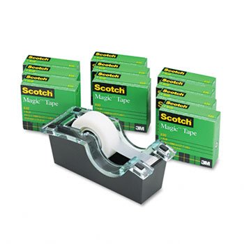 New-Scotch 810P10KDS - DS520 Desktop Tape Dispenser/10 Rolls, 1 core, Acrylic, Black/Clear - MMM810P10KDS