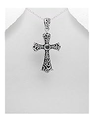 Cross CZ Pendant Necklace In 92.5 Sterling Silver