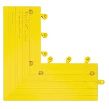Wearwell PVC 560 ErgoDeck Anti-Fatigue Outside Corner Ramp, for Wet Areas, 6" Width x 15" Length x 7/8" Thickness, Yellow (Pack of 4)