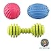 PET(S)TYLE Interactive Dog Toys, Rubber Squeaky Balls and Rubber Chew Bone for Chewing and Playing, Set of 3