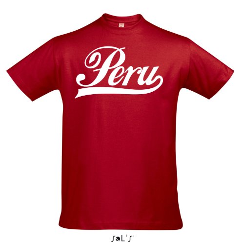 T-Shirt – Peru Oldschool Peru LÄNDERSHIRT EM / WM FAN Trikot S-XXL , Red – weiß , M