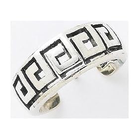 Signature Oxidized Greek Key Toe Ring STERLING SILVER by 