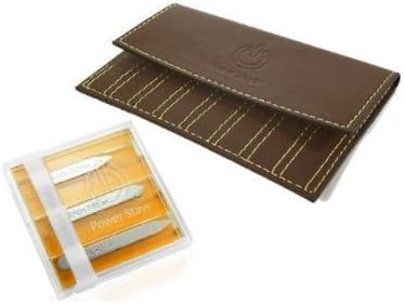 Combo Set of Wurkins Stiffs 3 Pack of Assorted Magnetic Collar Stays and a Brown Carrying Case