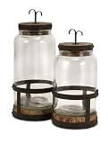 Set of 2 Sloan Rustic Lidded Glass Canisters