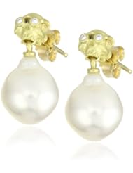 Vibes "Edgy" 18 Karat Gold South Sea Pearl Diamond Earrings