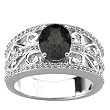 14K White Gold Onyx and Diamond Ring