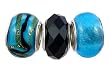 Pandora Style Three (3) Piece Charm Bead Set (Z46) - Murano Style Glass and Faceted Glass (Fits Troll too) ~ Blue, Green and White