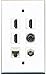 RiteAV - 3 HDMI 1 Port Coax Cable TV- F-Type 1 Port 3.5mm 1 Port Cat5e Ethernet White Wall Plate