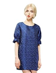 Shift Spring Nylon Jacquard Elbow Length Sleeves  Dress
