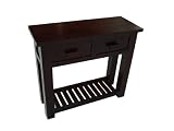 Homescapes Mangat Console Table , 100% Mango Wood Furniture , Walnut Shade. 90 x 35 x 78 cm With 2 Drawers and a Storage Shelf