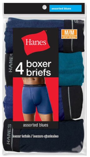 Hanes Exposed Waistband Boxer Brief (Blues) Assorted Blues Small