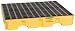 Eagle 1645 Yellow and Black Polyethylene 4 Drum Low Profile Spill Containment Pallet with Flat Top Grating, 8000 lbs Load Capacity, 51.5" Length, 51.5" Width, 8" Height