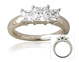 1.50CTW Three Stone Pricess Cut Classic Setting 14K White Gold