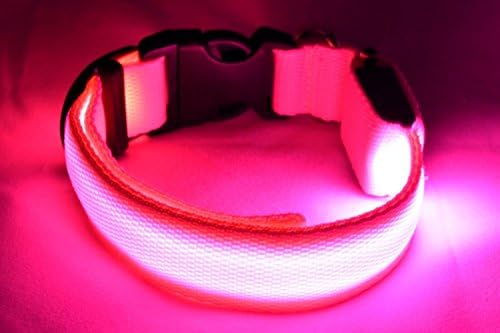 LED Dog Safety Collar Flashing Light up,- Keep Your Friend Safe in Night Walks (Small (13.8~16.9inch) , Pink)