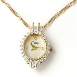 Colibri Pendent CZ Diamond Stones Watch Locket With Chain Goldtone Keepsake Heart Box PWD020007 SALE