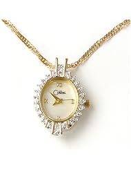 Colibri Pendent CZ Diamond Stones Watch Locket With Chain Goldtone Keepsake Heart Box PWD020007 SALE