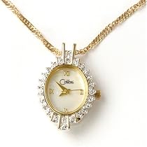 Colibri Pendent CZ Diamond Stones Watch Locket With Chain Goldtone Keepsake Heart Box PWD020007 SALE