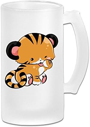 Unisex German Style Little Infant Tiger Baby Handle Frosted Glass Beer Cup 16 OZ