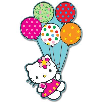 Hello Kitty balloon flying car bumper sticker 3
