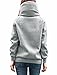 Allegra K Winter Women Full Zip Hoodie Varsity Hoody Hooded Coat Light Grey XL