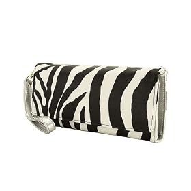 Womens Zebra Print Clutch Wristlet Wallet w/ Coin Purse & Cell Phone Holder