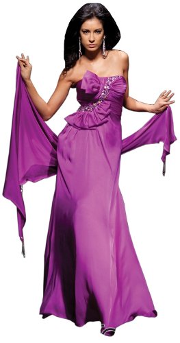 Tony Bowls TBE21120, Strapless Chiffon A-line Gown