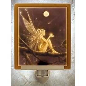 Catch A Falling Star Fairy COLOR Flat Porcelain Lithophane Nightlight