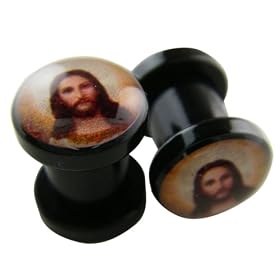 Jesus Figure Ear Plugs - Jesus Design Acrylic Ear Gauges (5/8 Gauge)