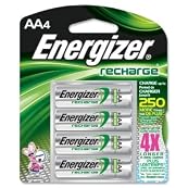 BATTERY, ENERGIZER RCHGBL, AA 4 PK. - NH15BP-4