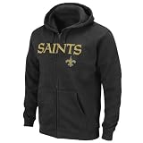 NFL Men's New Orleans Saints Classic II Long Sleeve Fullzip Fleece With Hood (Black, X-Large)