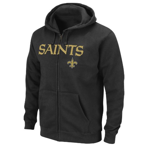 NFL Men's New Orleans Saints Classic II Long Sleeve Fullzip Fleece With Hood (Black, X-Large)