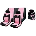 PINK RS SEAT COVER CAR MAT STEERING WHEEL AND SEAT BELT COVER SET
