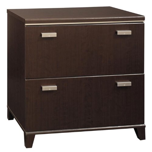 Bush Furniture Tuxedo 2 Drawer Lateral Wood File Storage Cabinet in Dark Mocha Cherry