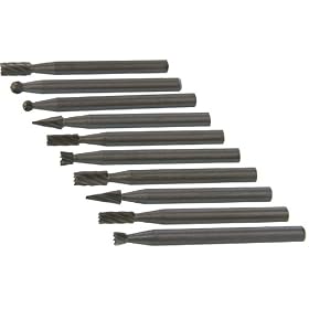 SE 1/8" Assorted Shape Steel Burrs (Pkg. of 10)