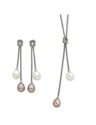 Sterling Silver Freshwater Cultured Pearl Knot 18 in. Necklace & Earring Set.
