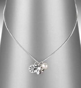 Silver Plated Faux Pearl Cluster Necklace