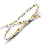 14K Two-Tone Gold Twisted Bracelet - 7