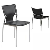 Vahni Leather Side Chair - Set of 4 (Black/Chrome) (31.5"H x 17.32"W x 19.6 ....
