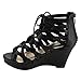 Beston CC98 Women's Platform Cut Out Caged Gladiator Style Wedge Sandals