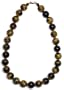 14k Yellow Gold 14mm Tiger-Eye Bead Necklace, 17"