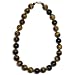 14k Yellow Gold 14mm Tiger-Eye Bead Necklace, 17"