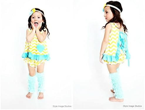 Swing Top Set- Chevron Teal and Yellow Heart - Medium