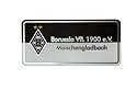 Borussia M&ouml;nchengladbach Fanartikel: Fanlabel gro&szlig;, Metallschild mit Doppelfunktion Magnet & Aufkleber, 16,4 x 7,7cm, Logo