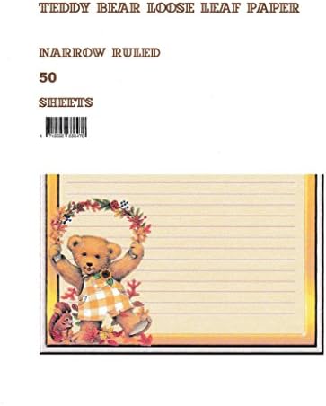 Autumn Teddy Bear 3 Hole Loose Leaf Paper 50 Sheets