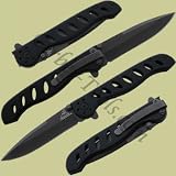 Evo, Black Aluminum Handle, Black Blade, Plain