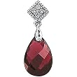 14K White Gold Briolette Brazilian Garnet and Diamond Pendant