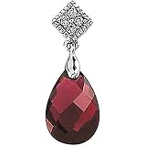 14K White Gold Briolette Brazilian Garnet and Diamond Pendant