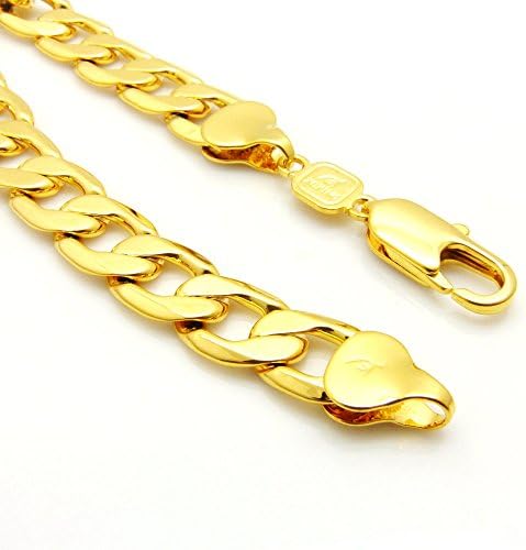 Skyjewelry Massive Mens Accessories 24k Solid Yellow Gold Plated Cuban Bracelet Chain