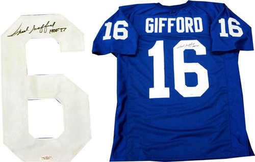 Frank Gifford ''HOF 77'' Autographed/Hand Signed New York Giants Jersey (James Spence)