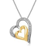 18k Gold Plated Sterling Silver Diamond Heart Pendant Necklace (0.05 cttw, I-J Color, I3 Clarity), 18